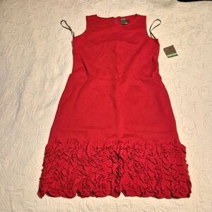 Taylor women's size 8 red sleeveless dress with verticle bottom ruffle NWT